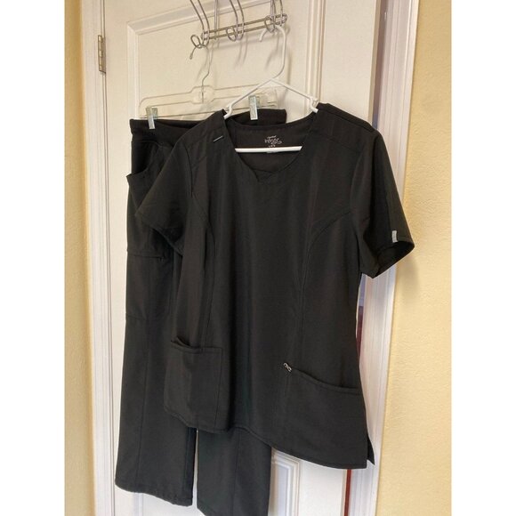 Cherokee Infinity Black Scrub Uniform Set Size Large & Medium Petite - Picture 2 of 12